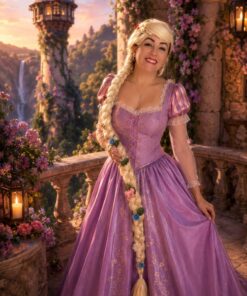 Sob Encomenda PRINCESA RAPUNZEL PERUCA SINTÉTICA COM FLORES 150CM - 7899248344839 (5)