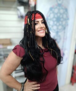 PIRATA JACK SPAROW COR PRETO longo  PERUCA SINTÉTICA - 7895828607721 HALLOWEEN (32)