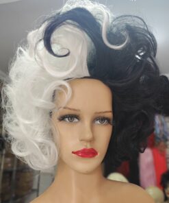 PERUCA + SUPORTE DRAG QUEEN MODELO 5 - 7894956739786 PRETO E BRANCO CRUELLA