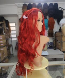 PRINCESA PEQUENA SEREIA PERUCA SINTÉTICA COM PRESILHA - 7898340620377 vermelha